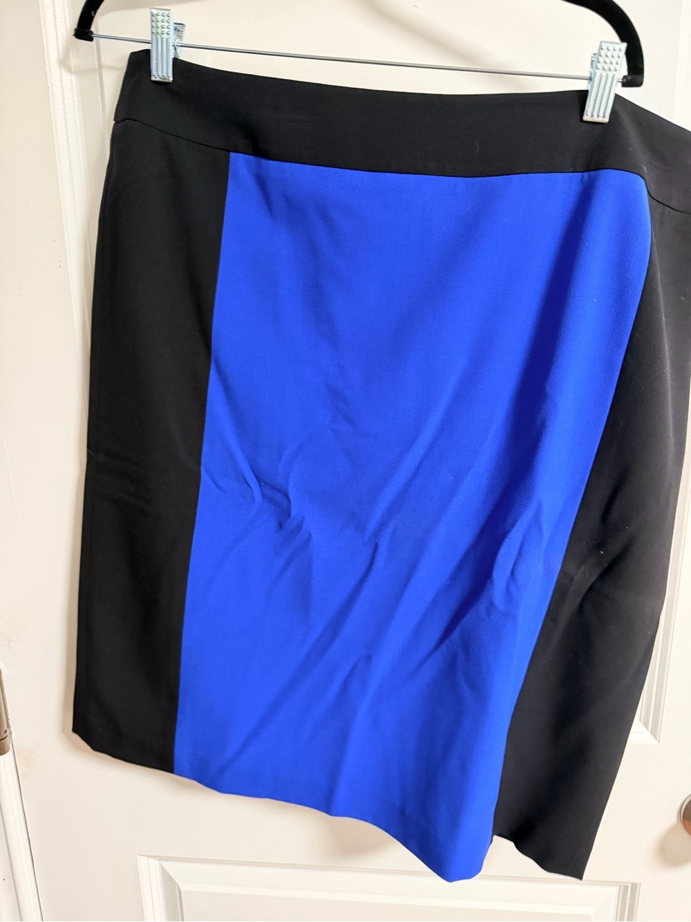 Nine West Black and Royal Blue Colorblock Pencil Skirt